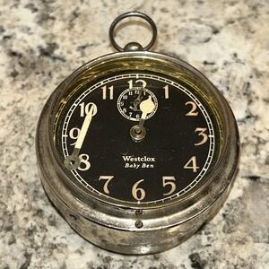 Antique Westclox Black Dial Art Deco‎ Wind Up Alarm Clock